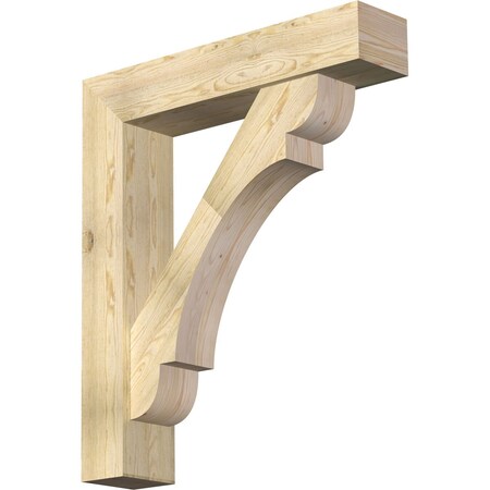 Ekena Millwork Olympic Block Rough Sawn Bracket w/ Offset Brace, Douglas Fir, 8"W x 38"D x 44"H BKT0806X38X44OLY05RDF